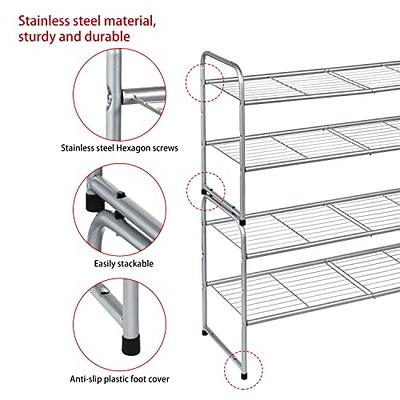 GEORIS Stackable 2-Tier Shoe Rack, Space-Saving Shoe Shelf Organizer for  Closet, Entryway, Hallway, Silver - Yahoo Shopping