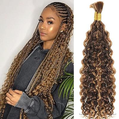 P4/27 Water Wave Bulk Human Hair for Braiding No Weft Highlight Ombre Wet  and Wavy Micro Braiding Hair Human Hair Bulk for Boho Box Braids 100g with  2