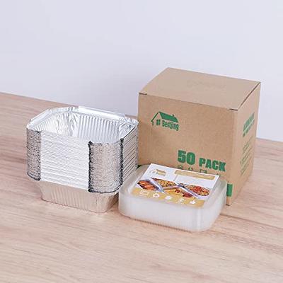 50 Pack 0.5 Lb/230Ml Small Aluminum Foil Pans with Cardboard Lids