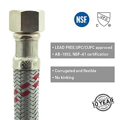 Faucet Connector Hose, UPC Approved Stainless Steel Braided Faucet