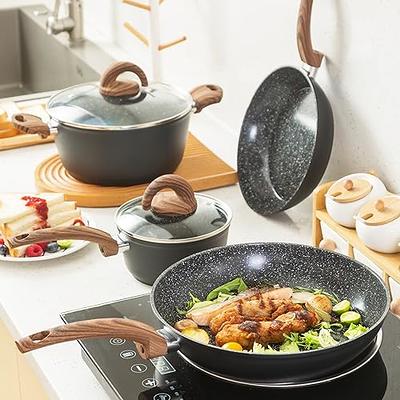 MAISON ARTS Kitchen Cookware Sets Nonstick, 12 Piece Pots and Pans Set  Granite C