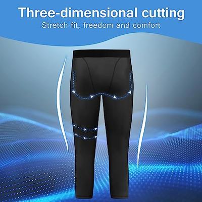 Men Athletic Basketball Knee Hex Pads Pants Capri Compression Protector  Tights