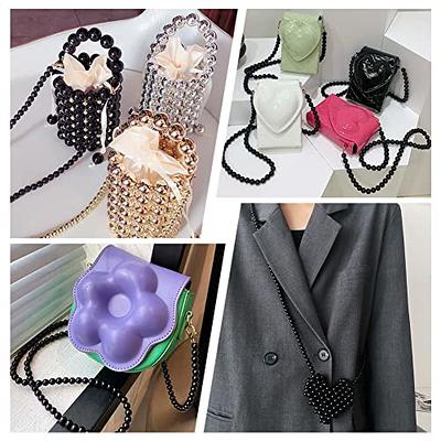 Bag Chain Matte Black Silver Purse Chain Handle Shoulder Crossbody Bag  Resin Pearl Metal Strap Handbag - Yahoo Shopping