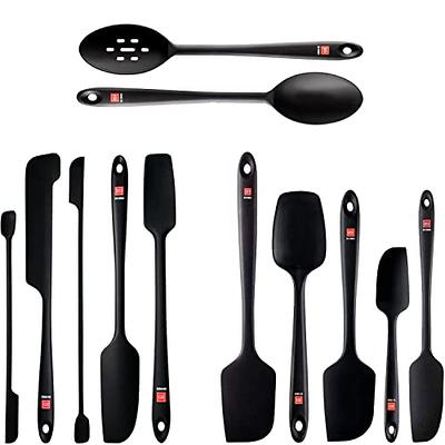 Ovente Black Non-Stick Silicone Spatula Set with Heat Resistant & Stainless Steel Core, Set of 5