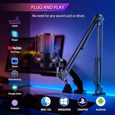 FerBuee USB PC Gaming Microphone with RGB Light. Condenser