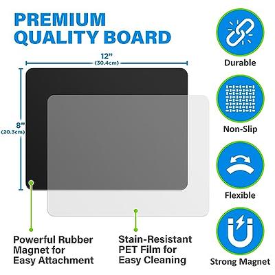 Magnetic Black Dry Erase Board for Fridge (12 x 8 inch), Stain