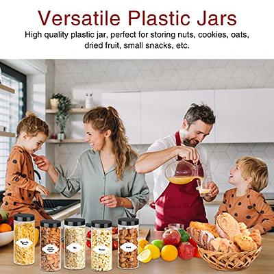 1pc Clear Plastic Jars, Big Round PET Plastic Containers With Black Screw  On Lids Reusable Empty Storage Jars With Lid Clear Containers Easy Clean For