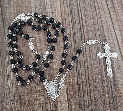 Rosary necklace 925 silver Miraculous Medal and cross beads 1 mm