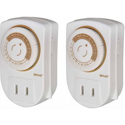 Woods 24 Hour Heavy Duty Indoor Plug-In Grounded Outlet Mechanical Timer  50103WD - The Home Depot