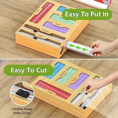 Bamboo Vacuum Sealer Bag Roll Dispenser with Slide Cutter