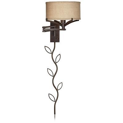 Eleganta Brushed Satin Brass Swing Arm Wall Lamp with Cord Cover