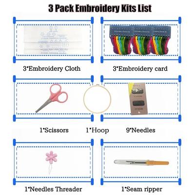 FatySuby Beginners Embroidery Kits Set, Stamped Cross Stitch Kit, DIY  Embroidery Starter Kits Hand Needlepoint Kit for Beginner Adult,1  Embroidery Hoop 3 Set Embroidery Supplies (Attached Instruction) - Yahoo  Shopping