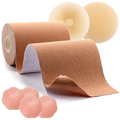 Boob Tape, Breast Lift Boobytape with Nipple Covers, Waterproof Bob Tape  DIY Breathable Breast Lift Tape for A-E Large Breast Pink