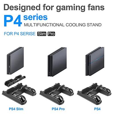  PS4 Stand Cooling Fan Station for Playstation 4/PS4 Slim/PS4 Pro,  PS4 Vertical Stand with Dual Controller Port Charger Dock Station, USB Fast  Charging Station with LED Indicator,12 Game Slots : Video