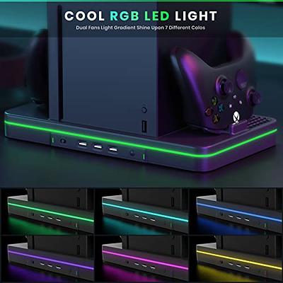 Vertical Cooling and Charging Stand Compatible with Xbox Series X/S  Console＆Controller, 7 Color Lights/3 USB Ports, Vertical Dual Controller  Charger