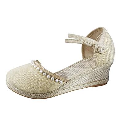 Wedge Heel Sandals Shoes for Women Wide Width Hollow Out Leather Open Toe  Buckle Summer Slide Platform Sandals with Arch Support Espadrilles Wedge