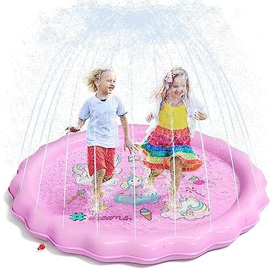 QPAU Splash Pad for Kids, 67 Non-Slip Splash Pad for Backyard