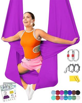 Silk Aerial Yoga Swing & Hammock Kit for Improved Yoga Inversions,  Flexibility & Core Strength - Lilac