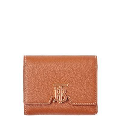 Grainy Leather TB Compact Wallet in Black - Women