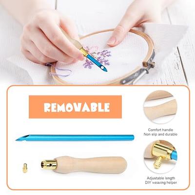 1 Set Embroidery Stitching Punch Needle Wooden Handle Embroidery