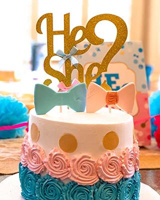 HiDori He or She Cake Topper with Pink or Blue Ribbon, Gender Reveal Boy or  Girl Gold Glitter Baby Cake Topper, Baby Shower Party Celebration and  Decoration (GR-A1X) - Yahoo Shopping