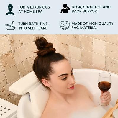 Monsuri Bathtub Pillow for Neck and Shoulder: Spa Bathroom Accessories Bath Pillow for Bathtub with 6 Suction Cups Luxury Headrest Bath