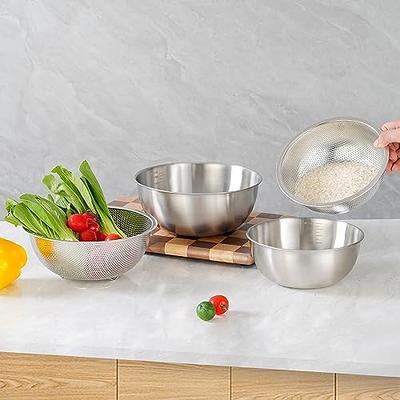 POPGRADE Stainless Steel Colander Strainer Bowl Set, Rice Fruit Washing  Bowl Basket, Rice Fruit Rinser Strainer Container Washer Bowl for Kitchen