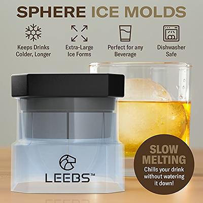 Helpcook Ice Ball Molds 4 Pack,Whiskey Ice Mold,Silicone Sphere Ice Molds  with Built-in Funnel,Large Round Ice Cube Molds Ice Ball Maker Makes 2.5