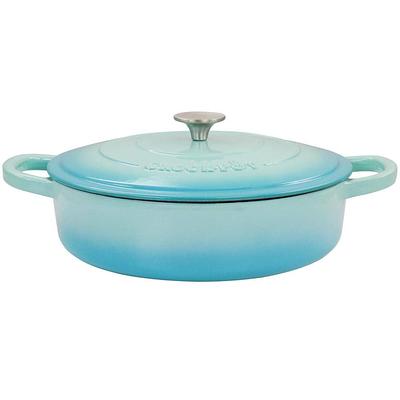 Crock-Pot Artisan 3 Quart Enameled Cast Iron Dutch Oven with Lid in Aqua  Blue in the Cooking Pots department at