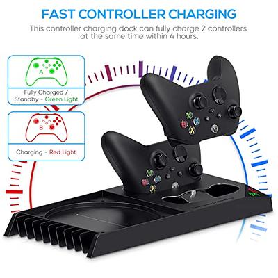 Vertical Cooling and Charging Stand Compatible with Xbox Series X/S  Console＆Controller, 7 Color Lights/3 USB Ports, Vertical Dual Controller  Charger