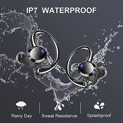 Wireless Earbud, Sport Bluetooth 5.3 Headphones with Earhooks Earphones  in-Ear with Immersive Sound, IP7 Waterproof, Noise Cancelling, Dual LED