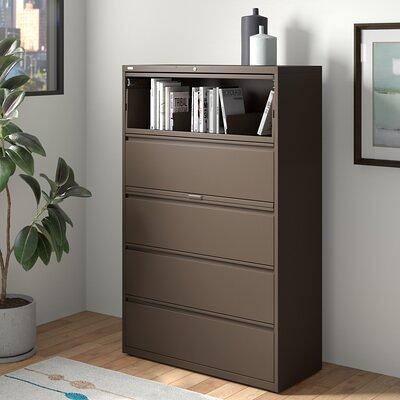 HON 20 D Lateral 5 Drawer File Cabinet With Lock Light Gray - Office Depot