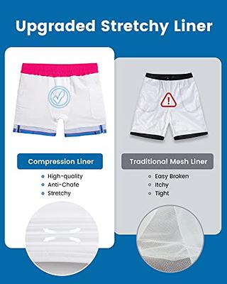 SILKWORLD Mens Swimming Trunks with Compression Liner 2 in 1 Quick-Dry Swim  Shorts with Zipper Pockets