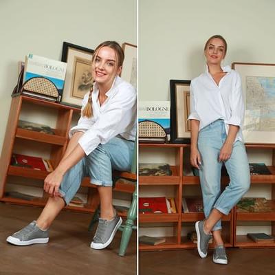 JENN ARDOR Womens Comfortable Elastic Shoes Stylish Canvas Fashion