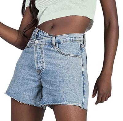 Unique Bargains Women's Plus Size Summer Denim Shorts Raw Hem Casual Jean  Shorts 