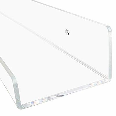 Invisible' Bathroom Shelf Wall Mounted [2 Pack] 15 inch Clear Acrylic  Shelves by Pretty Display. Extra Strong & Easy to Wall Mount