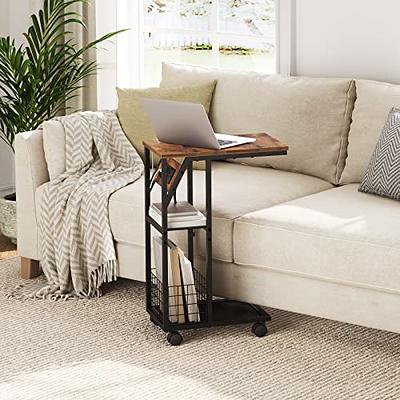 Yoobure C Shaped End/Side Table for Couch and Bed, Small Spaces, Living  Room, Bedroom, Rustic Snack Table