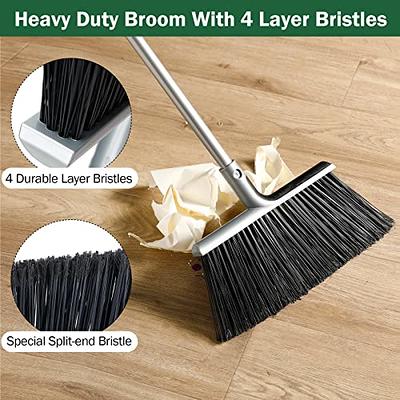 Push Broom with Long Handle, Floor Brush 47.6 inch Soft Bristle Broom 12.2  Wide for Cleaning Bathroom Kitchen Patio Garage Deck Tile Floor