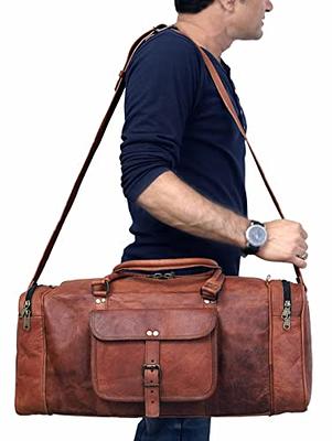 Komalc Genuine Leather Duffel | Travel Overnight Weekend Leather Bag | Sports Gym Duffel for Men