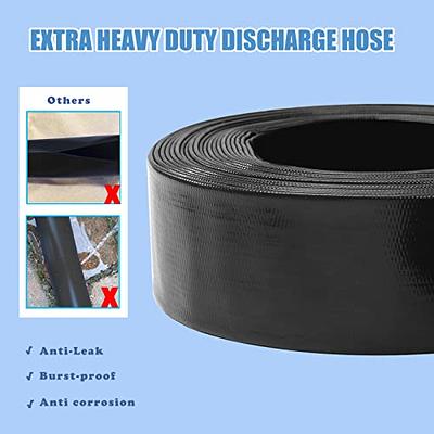 Eastrans 1 1/2 in x 50 ft Pool Backwash Hose, Heavy Duty Flat Discharge Hose, Weather and Burst Resistant, Best Pool HOSES for Inground Pools, Pool