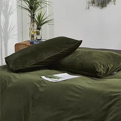 Houseri Sage Green Velvet Duvet Cover Queen Light Green Fluffy Bedding Set  Sage Green Comforter Cover Full Size Duvet Cover Flannel Fuzzy Green Green