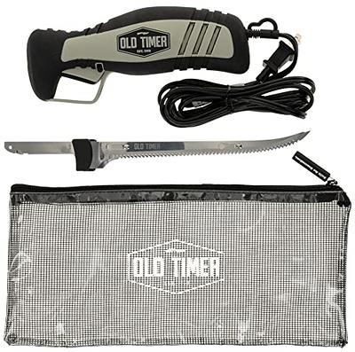 Old Timer 110V Electric Fillet Knife with 8in Fully Serrated  Stainless-Steel Blade, Trigger Lock, Classic Fillet Knife Cut, 8ft Cord,  and Self Draining Carry Case for Fishing, Filleting, and Outdoors - Yahoo