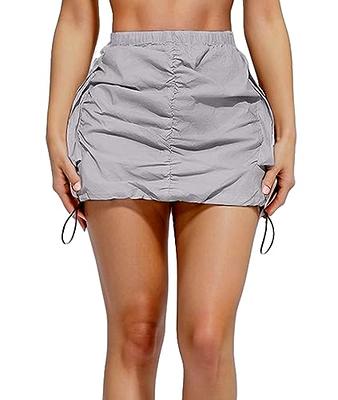 Womens Cargo Skirt Y2K - Casual Summer High Waisted Bodycon Pencil Ruched  Mini Skirts Side Drawstring and Pockets Gray XL - Yahoo Shopping