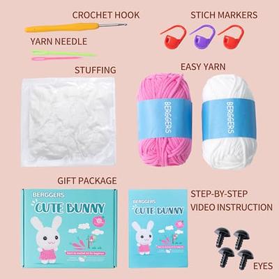 Berggers Crochet Kit for Beginners Adults and Kids with Easy Yarn,Knitting  Kit Amigurumi with Step-by-Step Video Tutorials，Crochet Kit is Friendly for  Starter -White Bunny - Yahoo Shopping