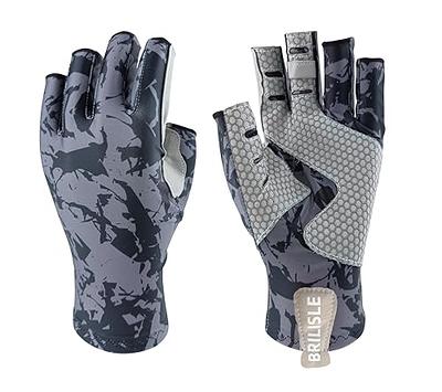 Palmyth UV Protection Fishing Fingerless Gloves UPF50+ Sun Gloves Men Women  for Kayaking, Hiking, Paddling, Driving, Canoeing, Rowing Light Gray Medium