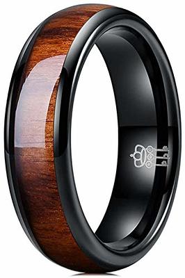 THREE KEYS JEWELRY 6mm Black Tungsten Carbide Wedding Ring for Women with  Koa Wood Inlay Domed Wedding Band Engagement Ring Comfort Fit Size 11 -  Yahoo Shopping