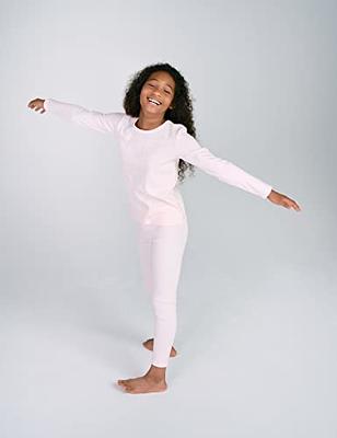 Girls' Thermal Underwear Set - 4 Piece Fleece Base Layer Long Johns  (2T-16), Size 3T, White/Lavender 