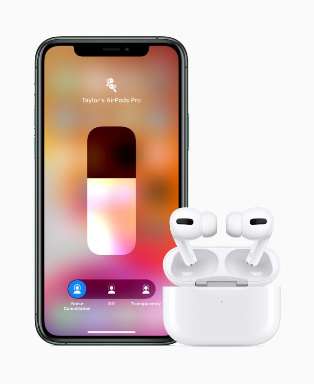 AirPods Pro with an iPhone 11.