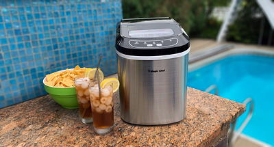 Magic Chef 27 Lb Portable Countertop Ice Maker Stainless Steel