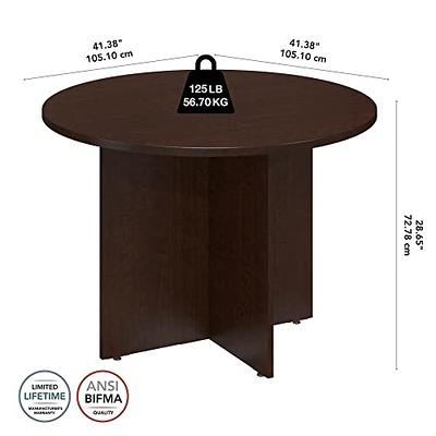 URTR 35.04 in. W Natural Light Brown Small Round Wood Coffee Table with Metal Frame for Living Room, Office, Bedroom